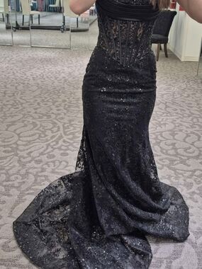 Sherri Hill Black Lace Sequin Gown